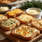 A vintage-style illustration of a chef slicing thin bread and toasting it in a 19th-century European kitchen.