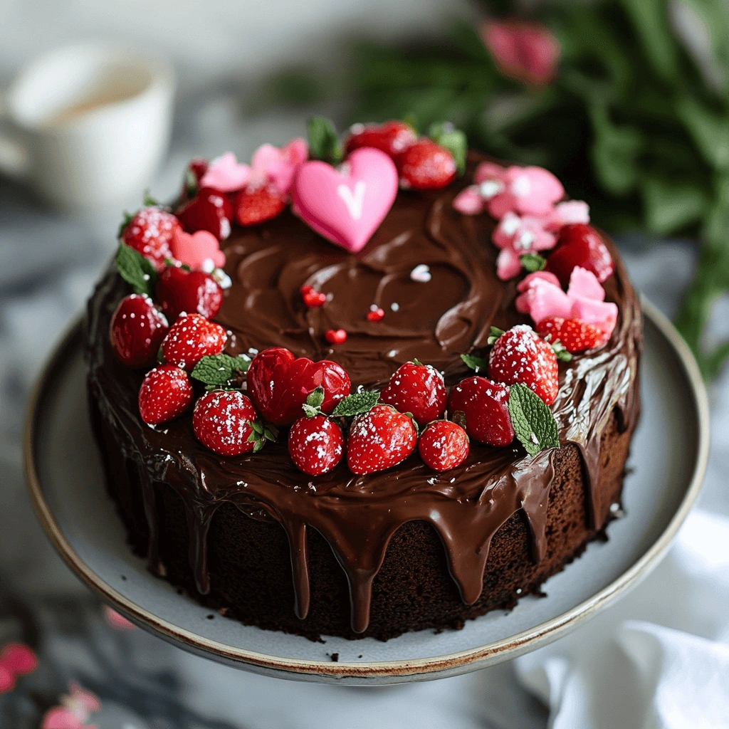 Delicious and easy Valentine's Day chocolate cake recipe for a romantic treat.
