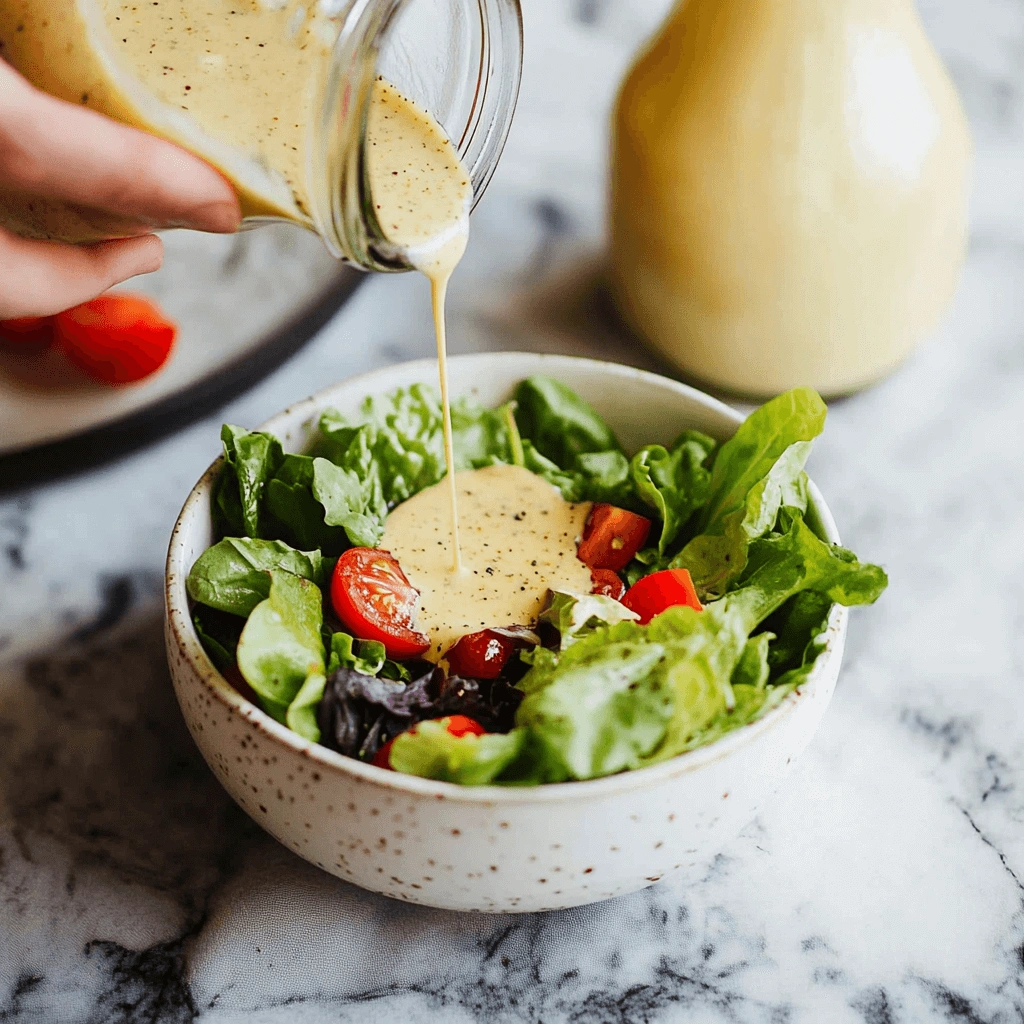 Variety of homemade salad dressings in jars with fresh ingredients