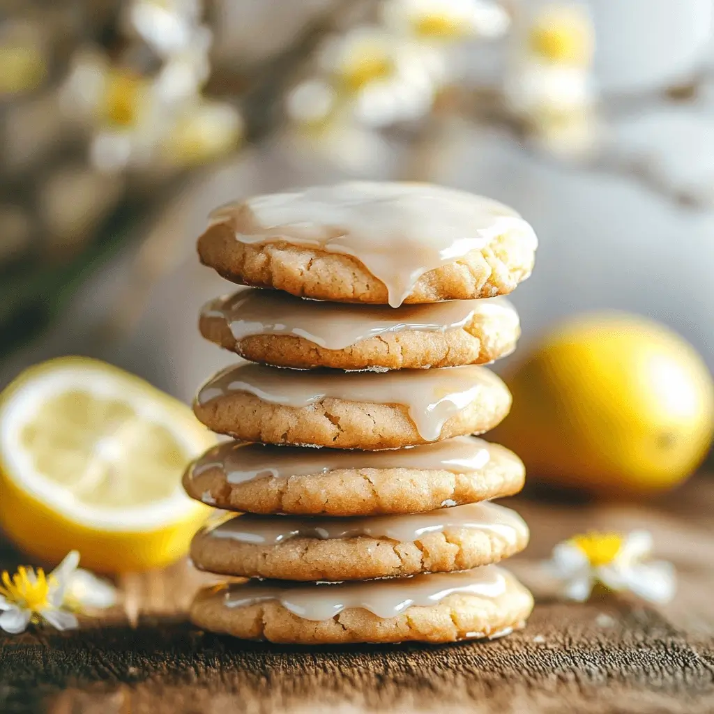 Stack of lemon cookies with lemon glaze and fresh zest
