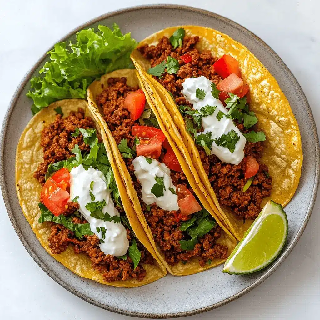 served minced meat tacos with toppings