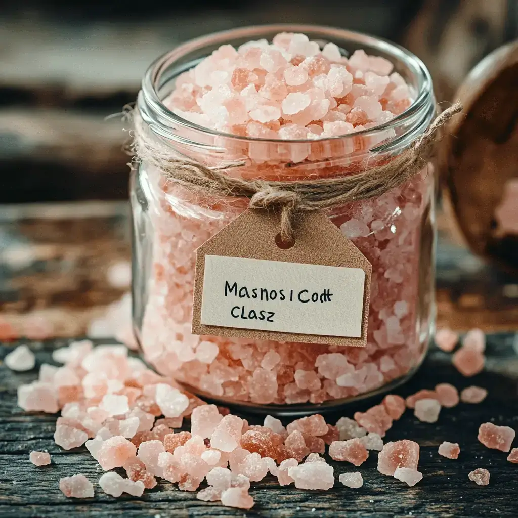 minerals in pink Himalayan table salt mason jar