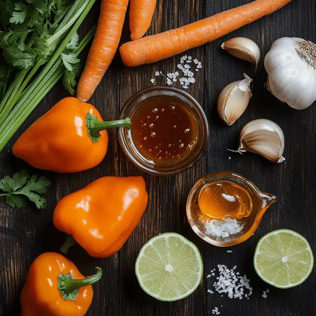 Ingredients for čili habanero sauce