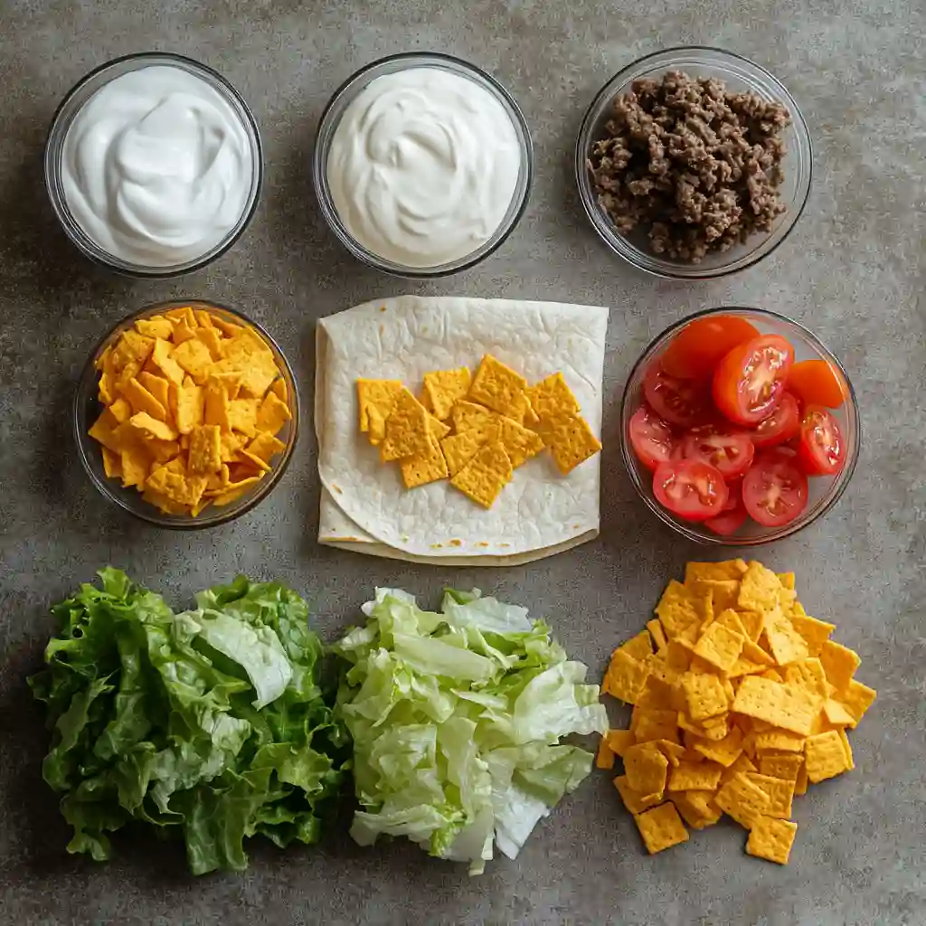 Ingredients for Taco Bell Cheez It Crunchwrap