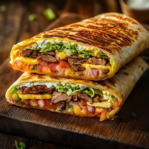 gourmet homemade Crunchwrap Supreme with duck confit