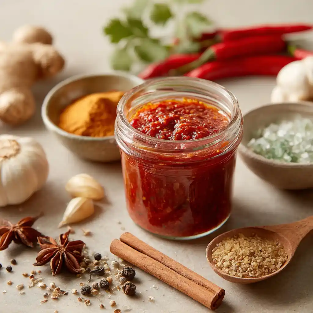harissa paste in bowl with ingredients