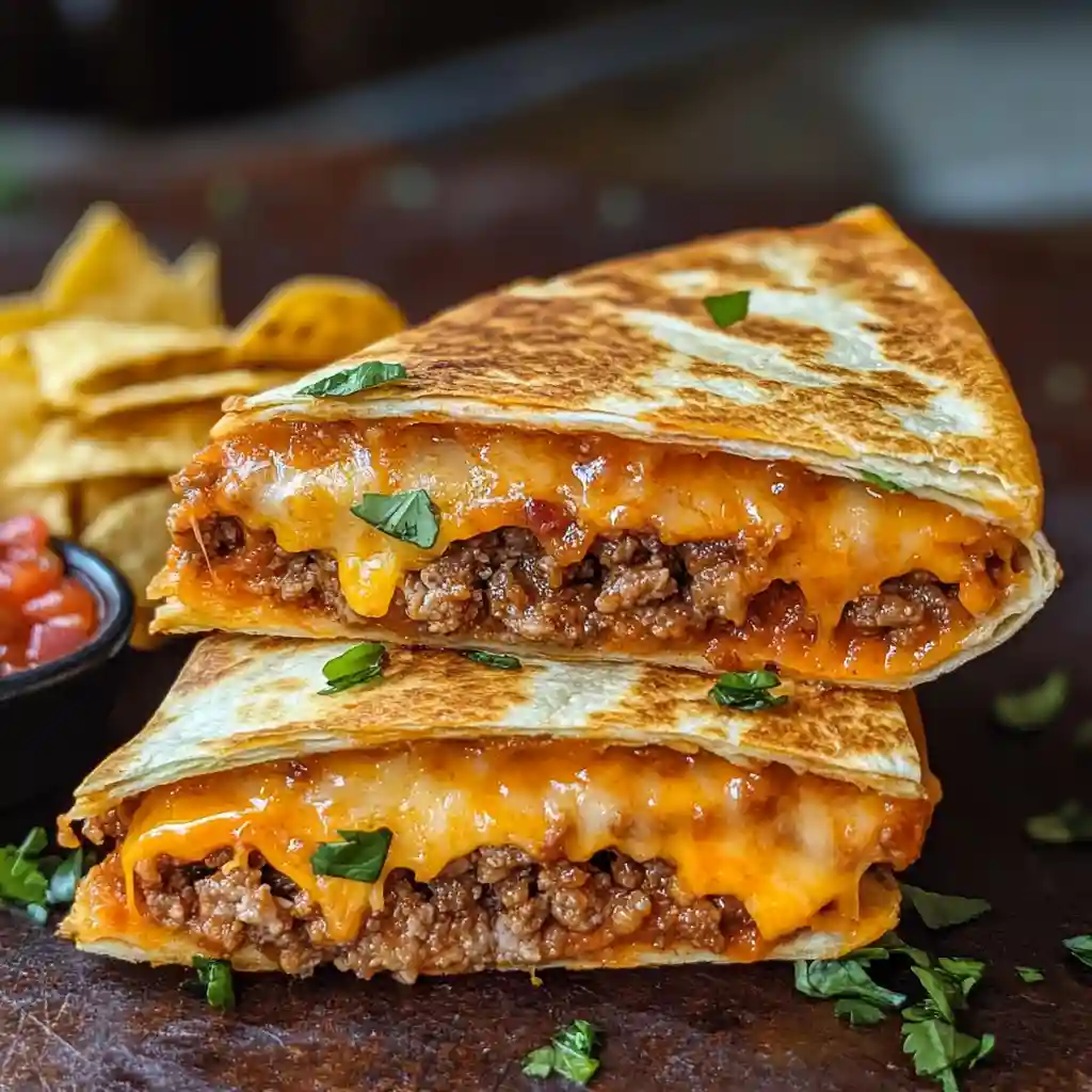 Served Cheez It Crunchwrap with chips and salsa